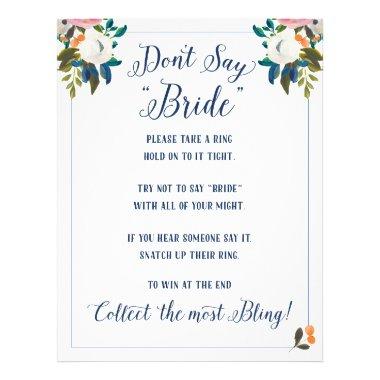 Don't Say Bride Bridal Shower Game Flyer