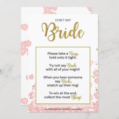 Don't Say Bride Bridal Shower Ring Game | Pink Gol Invitations