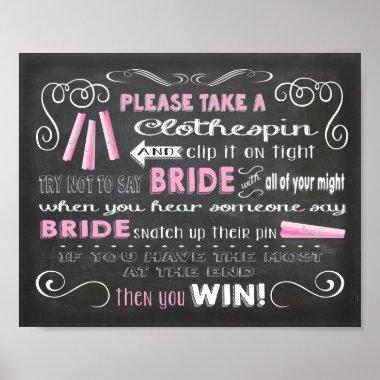 Don't say Bride chalkboard clothespin poster