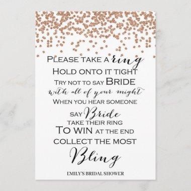 Don't Say Bride Rose Gold Bridal Shower Game Invitations