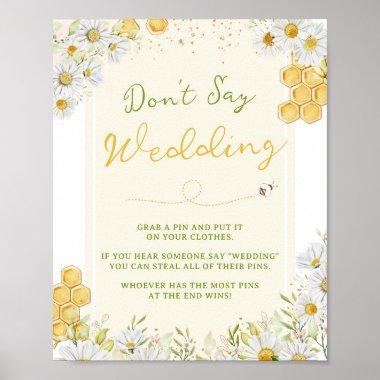 Don't Say Wedding Bumblebee Bee Bridal Shower Game Poster