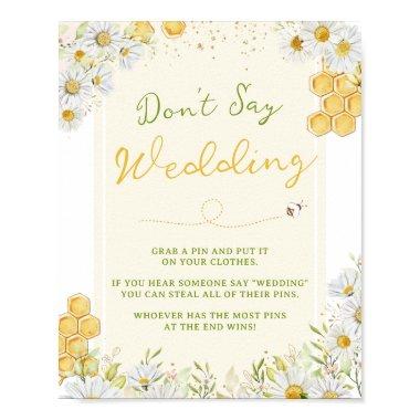 Don't Say Wedding Bumblebee Bee Bridal Shower Game Poster