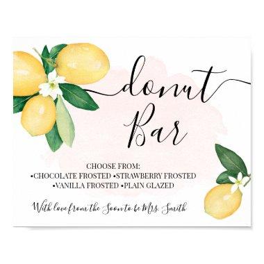 Donut Bar Party Bridal Shower Wedding Lemons Pink Poster