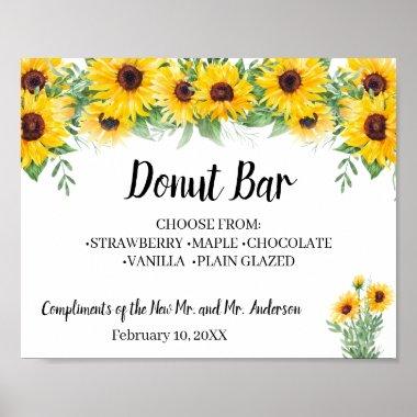 Donut Bar Sweets Table Wedding Sunflower Sign
