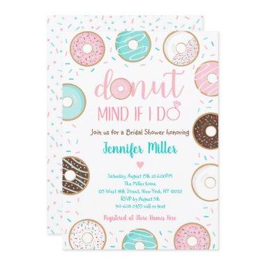 Donut Sprinkles Pink Blue Bridal Shower Brunch Invitations