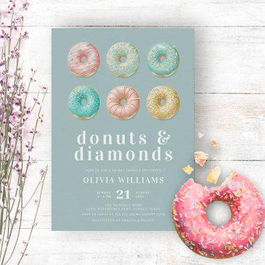 Donuts and Diamonds Chic Mint Green Bridal Shower Invitations