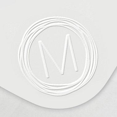 Doodle border monogram initial modern minimal embosser