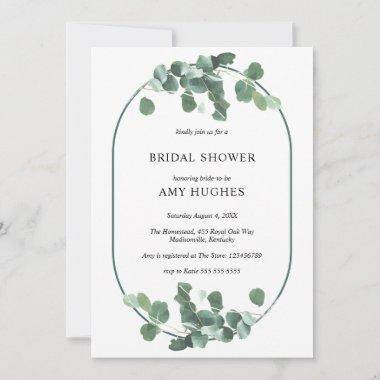 Double Arch Eucalyptus Greenery Bridal Shower Invitations