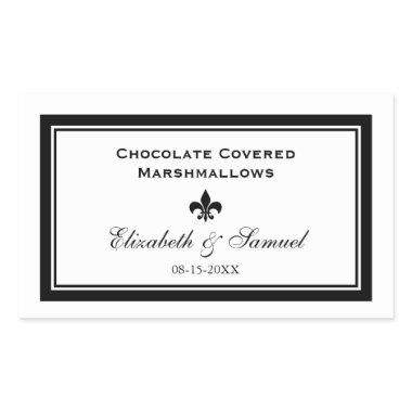 Double border fleur de lis wedding reception candy rectangular sticker