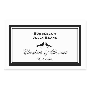 Double border love birds wedding reception candy rectangular sticker