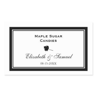 Double border maple leaf wedding reception candy rectangular sticker