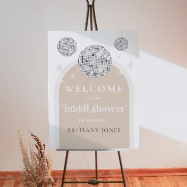Double Retro Disco Ball Bridal Shower Welcome Sign