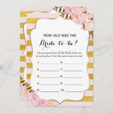 Double Side- 2 Bridal Shower Game-How Old | Advice Invitations