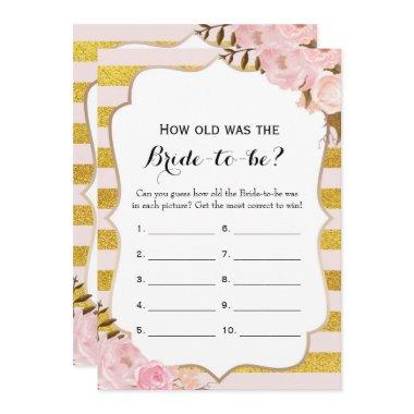 Double Side- 2 Bridal Shower Game-How Old | Advice Invitations