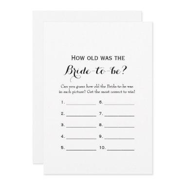 Double Side- 2 Bridal Shower Game-How Old | Advice Invitations