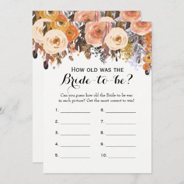 Double Side Autumn Floral Bridal Shower Games Invitations