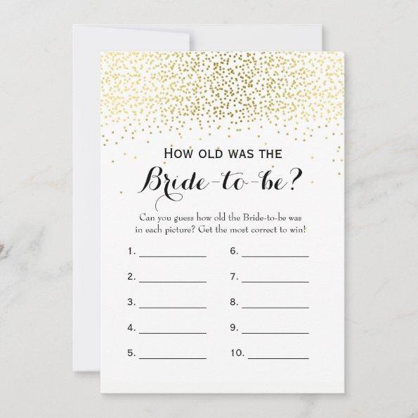 Double Side Gold Confetti Bridal Shower Games Advice Card