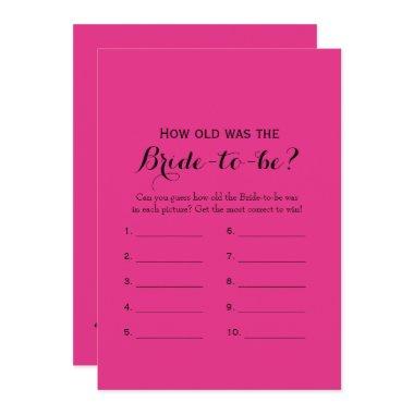 Double Side Hot Pink Bridal Shower Games Invitations