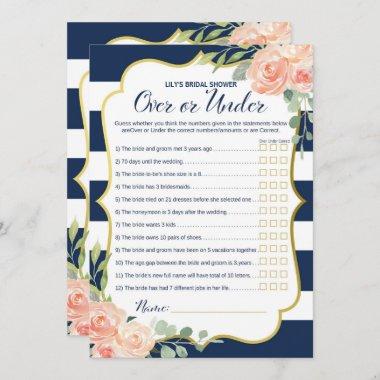 Double Side Navy Gold Bridal Shower Games Size Invitations