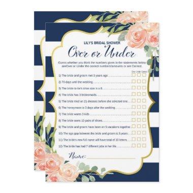 Double Side Navy Gold Bridal Shower Games Size Invitations