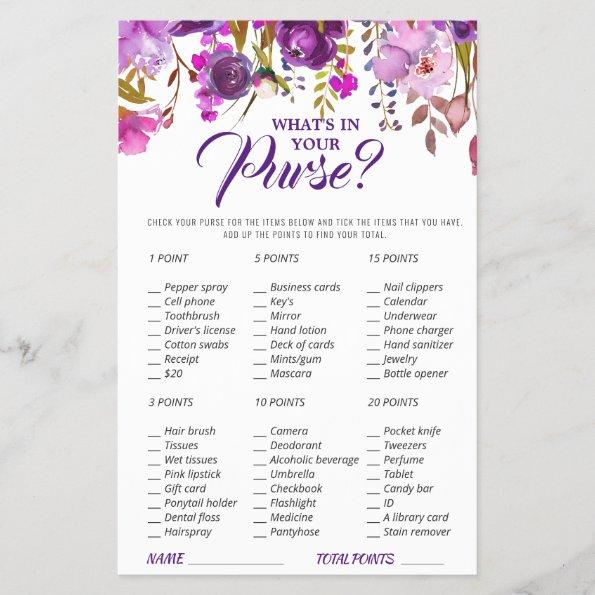 DOUBLE SIDE Purple Floral Bridal Shower Game