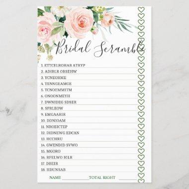 DOUBLE SIDED Blush Pink Flowers Bridal Shower Game