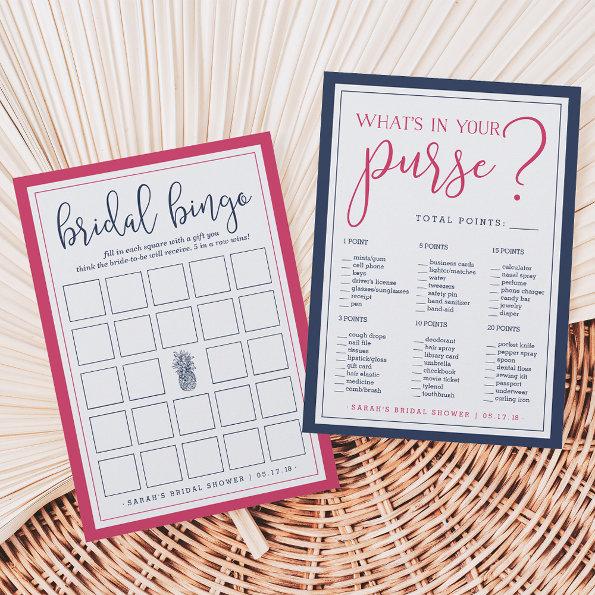 Double-Sided Bridal Shower Bingo and Purse Game
