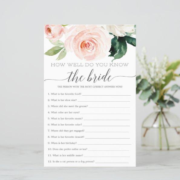Double Sided Bridal Shower Game Blushing Blooms