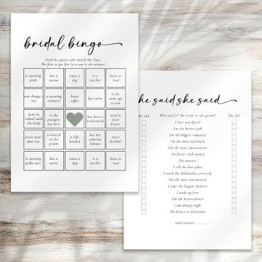 Double Sided He Said She Said Bridal Shower Games Invitations