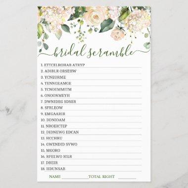 DOUBLE SIDED Pink Blush Flowers Bridal Shower Game