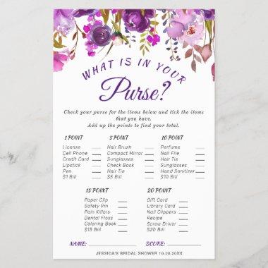 DOUBLE SIDED Purple Floral Bridal Shower Game