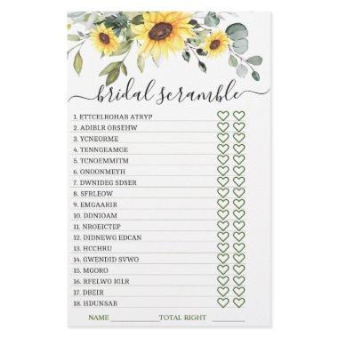 DOUBLE SIDED Sunflowers Eucalyptus Bridal Game