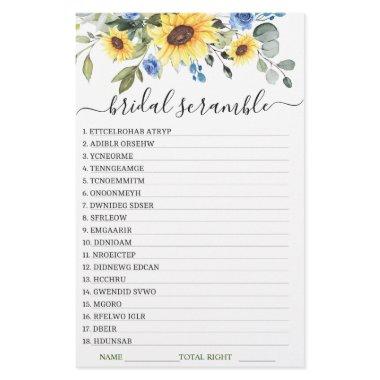 DOUBLE SIDED Sunflowers Eucalyptus Bridal Game