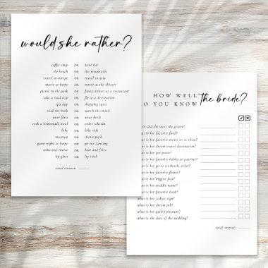 Double Sided Would You Rather Bridal Shower Games Invitations