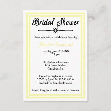 Double Yellow Trim - 3x5 Bridal Shower Invitations