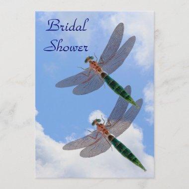 Dragonflies Blue Sky Bridal Shower Invitations