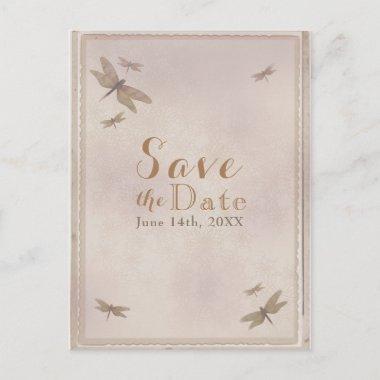 Dragonflies Vintage Dragonfly Chic Save The Date Announcement PostInvitations