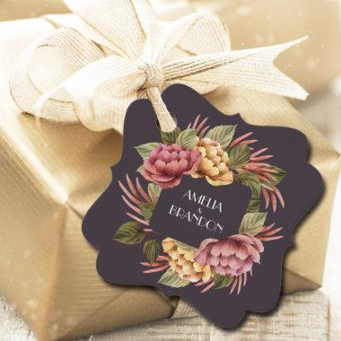 Dramatic Floral Wedding Favor Tags