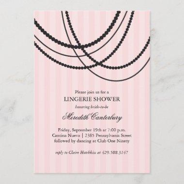 Draped Beads Shower Invitations in Pink