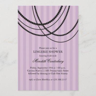 Draped Beads Shower Invitations in Purple