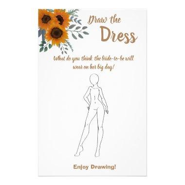 Draw the Dress Bridal Shower Game Invitations Sunflowers Flyer