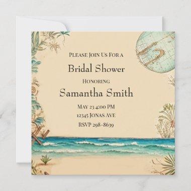 Dream Beach Themed Wedding Bridal Shower Invitations