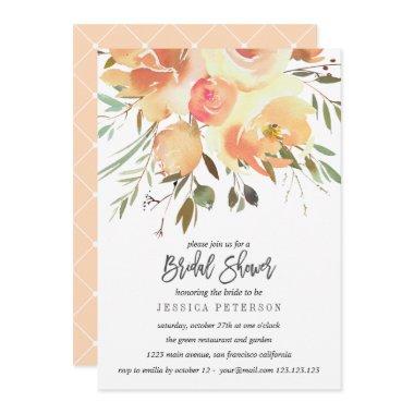 Dream Peach Flower Wedding Bridal Shower party Invitations