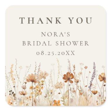 Dreamy Autumn Wildflower Bridal Shower Square Sticker