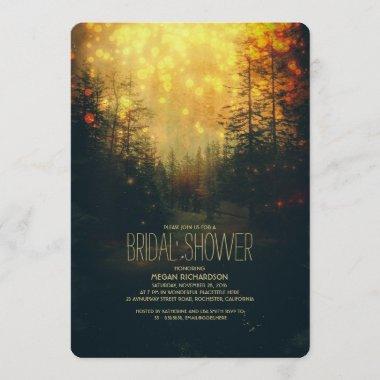 Dreamy Forest String Lights Trees Bridal Shower Invitations
