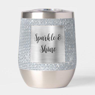 Dreamy Glitzy Silver Sparkle Thermal Wine Tumbler