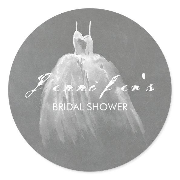 Dreamy Wedding Dress Bridal Shower Classic Round Sticker