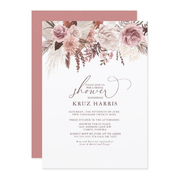 Dried Floral Rose Palm & Pampas Boho