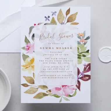 Dried Floral Watercolor Bridal Shower Invitations