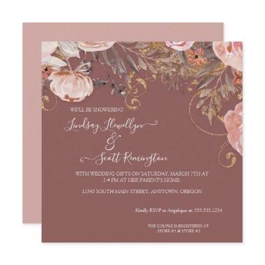 Dried Flower Foliage Rose Gold Boho Couples Shower